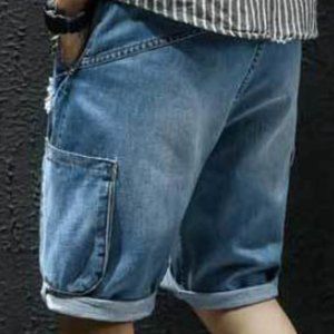 Stretch denim shorts men's slim straight